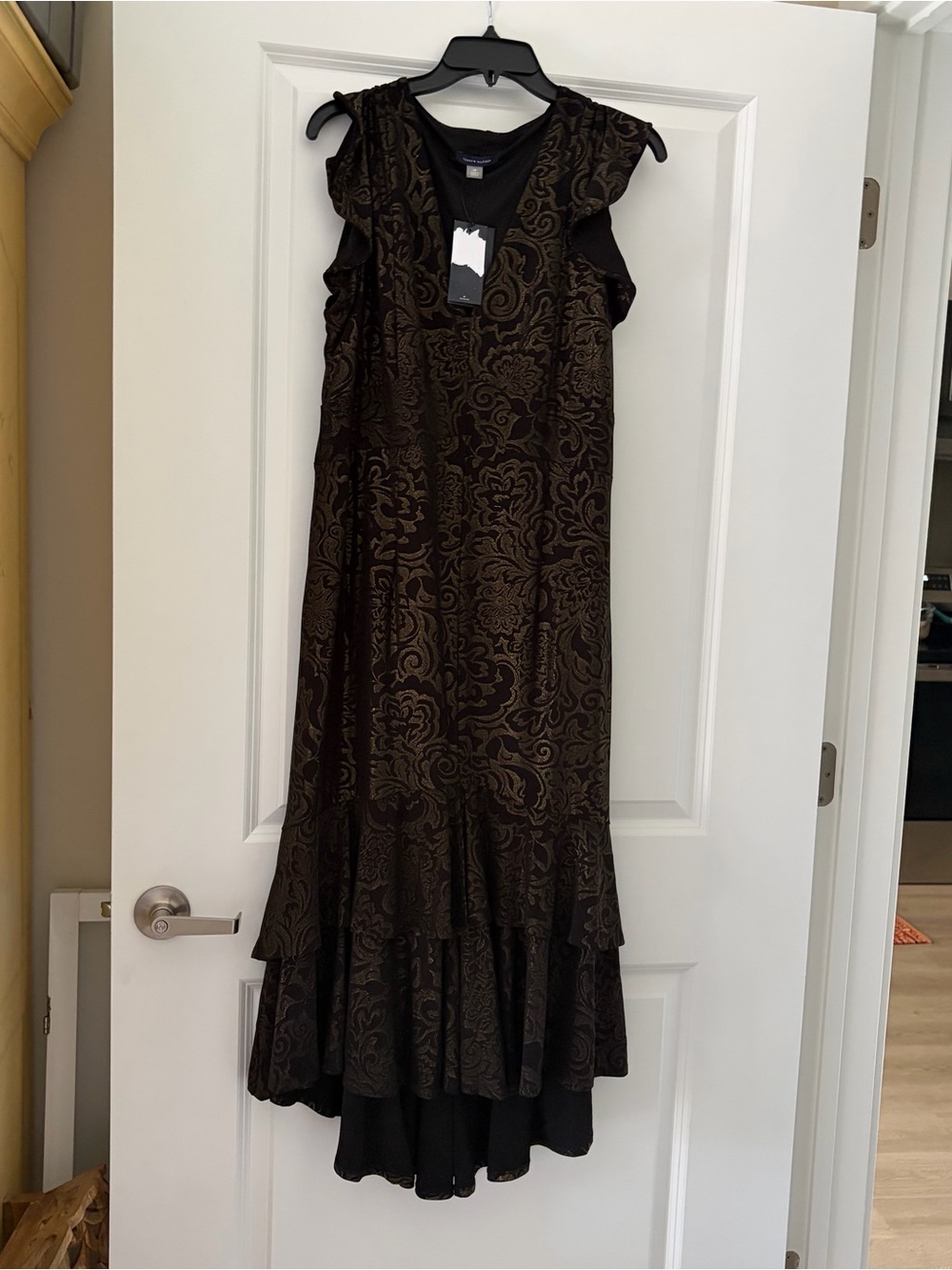 Tommy Hilfiger Black and Brown Paisley Maxi Dress